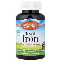 Carlson Chewable Iron Natural Grape 27 Mg 60 Tablets