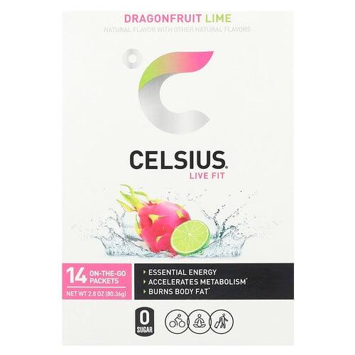 Celsius Live Fit Dragonfruit Lime 14 On The Go Packets 0 2 Oz 5 74 G Each product image