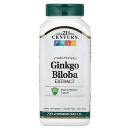 21st Century Ginkgo Biloba Extract Standardized 200 Vegetarian Capsules 60 Mg Per Capsule