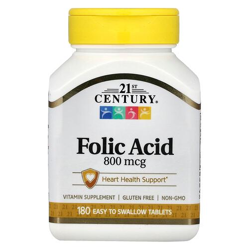 21st Century Folic Acid 800 Mcg 180 Easy To Swallow Tablets product image