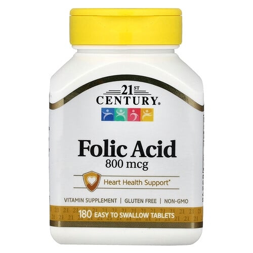 21st Century Folic Acid 800 Mcg 180 Easy To Swallow Tablets product image