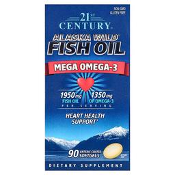 21st Century Alaska Wild Fish Oil Mega Omega 3 90 Enteric Coated Softgels