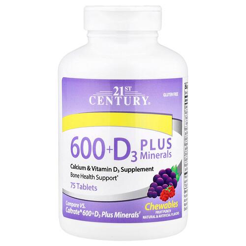 21st Century 600 D3 Plus Minerals Fruit Punch 75 Tablets product image