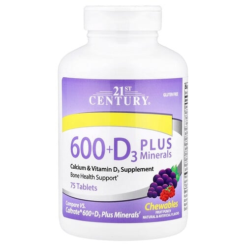 21st Century 600 D3 Plus Minerals Fruit Punch 75 Tablets product image