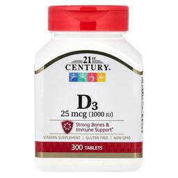 21st Century Vitamin D3 25 Mcg 1 000 Iu 300 Tablets