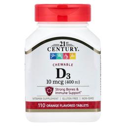 21st Century Chewable Vitamin D3 Orange 10 Mcg 400 Iu 110 Tablets