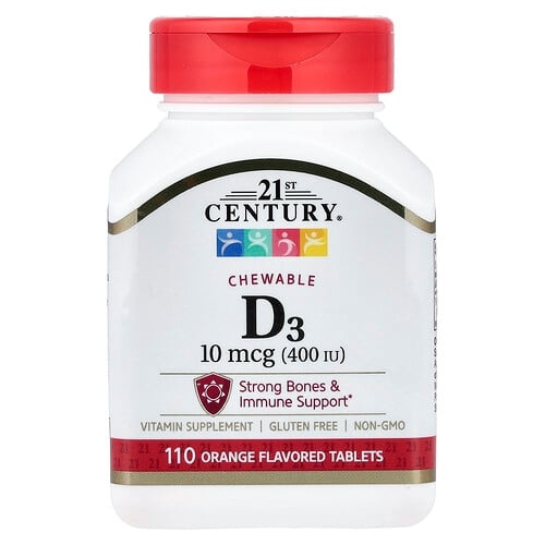21st Century Chewable Vitamin D3 Orange 10 Mcg 400 Iu 110 Tablets product image