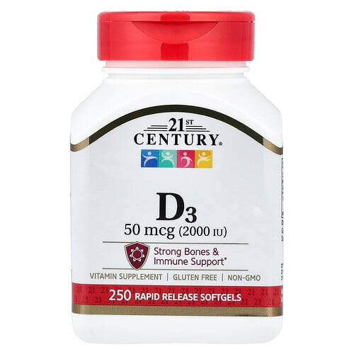 21st Century Vitamin D3 50 Mcg 2 000 Iu 250 Rapid Release Softgels product image