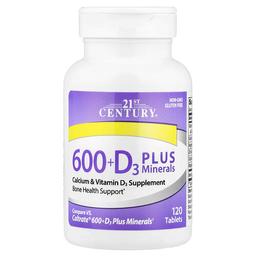 21st Century 600 D3 Plus Minerals 120 Tablets