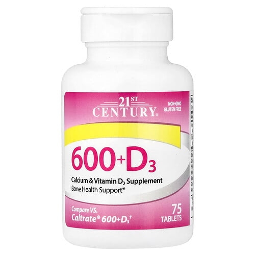 21st Century 600 D3 Calcium Vitamin D3 Supplement 75 Tablets product image