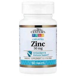 21st Century Chelated Zinc 50 Mg 60 Tablets