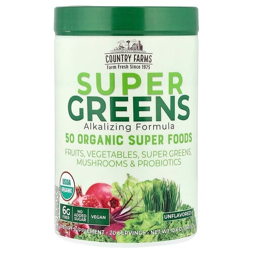 Country Farms Super Greens Alkalizing Formula Unflavored 10 6 Oz 300 G product image