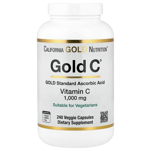 California Gold Nutrition Gold C Usp Grade Vitamin C 1 000 Mg 240 Veggie Capsules product image