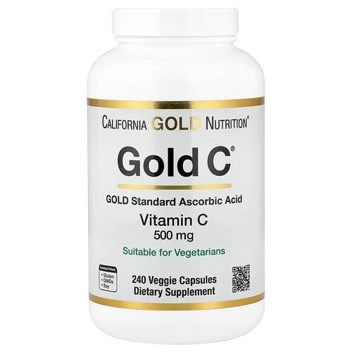California Gold Nutrition Gold C Usp Grade Vitamin C 500 Mg 240 Veggie Capsules product image