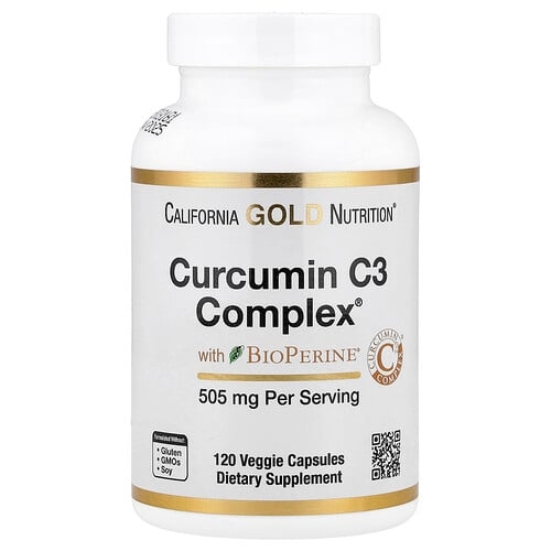 California Gold Nutrition Curcumin C3 Complex With Bioperine Black Pepper Extract Turmeric Curcumin Complex Enhanced Bioavailablity 120 Veggie Capsules product image