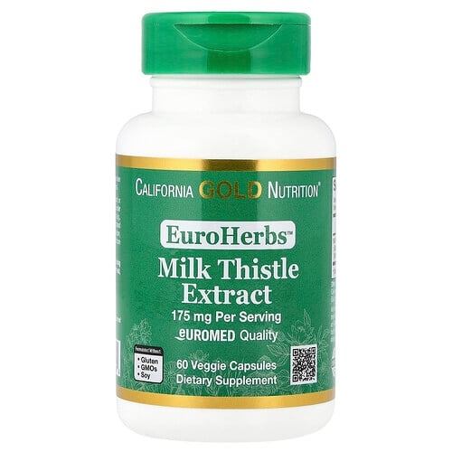 California Gold Nutrition Euroherbs Milk Thistle Extract Euromed Quality 175 Mg 60 Veggie Capsules product image