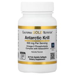 California Gold Nutrition Antarctic Krill Oil Omega 3 Phospholipids Complex With Epa Dha And Astaxanthin Natural Strawberry And Lemon 500 Mg 30 Fish Gelatin Softgels