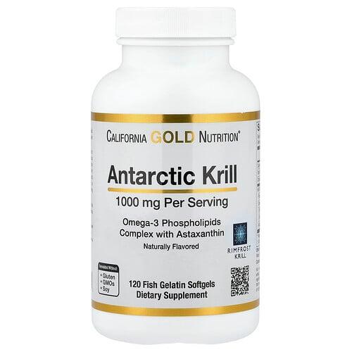 California Gold Nutrition Antarctic Krill Oil Omega 3 Phospholipids Complex With Astaxanthin Natural Strawberry And Lemon 120 Fish Gelatin Softgels product image