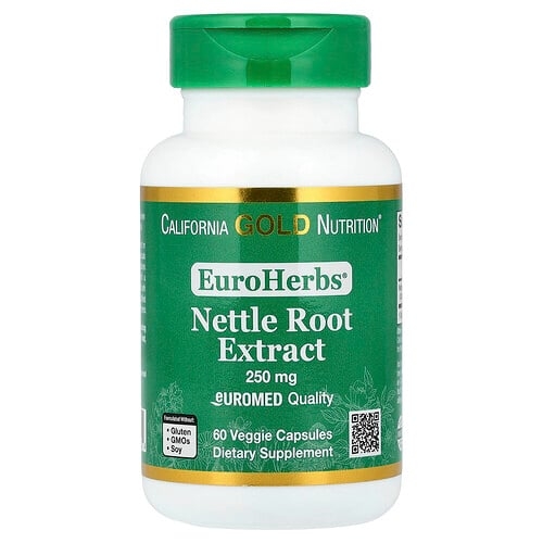 California Gold Nutrition Euroherbs Nettle Root Extract Euromed Quality 250 Mg 60 Veggie Capsules product image