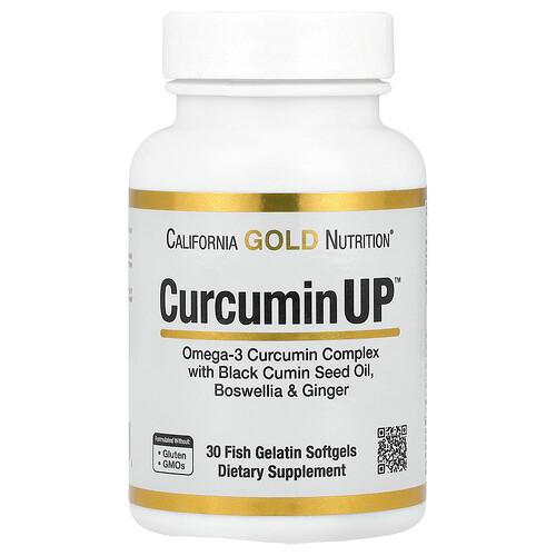 California Gold Nutrition Curcuminup With Omega 3 Curcumin Complex Black Cumin Seed Oil Boswellia And Ginger 30 Fish Gelatin Softgels product image