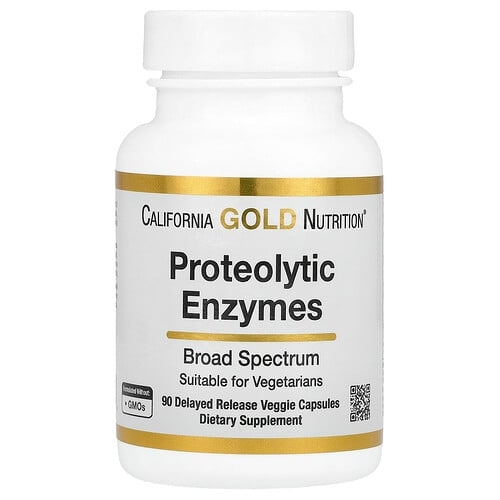 California Gold Nutrition Proteolytic Enzymes With Fruit Derived Enzyme Blend Rutin Pancreatin Alternative Blend And Serratiopeptidase 90 Delayed Release Veggie Capsules product image
