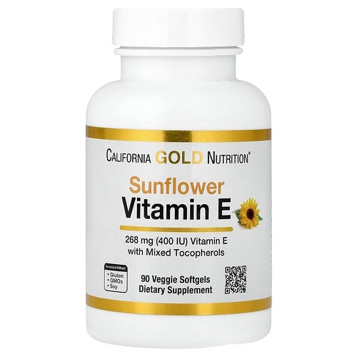 California Gold Nutrition Sunflower Vitamin E With Mixed Tocopherols 400 Iu 90 Veggie Softgels product image