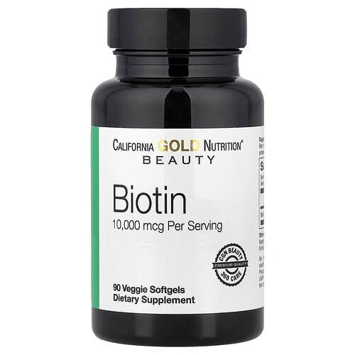 California Gold Nutrition Biotin 10 000 Mcg 90 Veggie Softgels product image