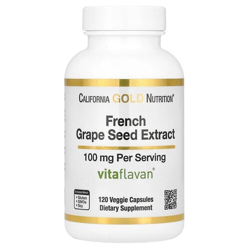 California Gold Nutrition French Grape Seed Extract Vitaflavan 100 Mg 120 Veggie Capsules product image