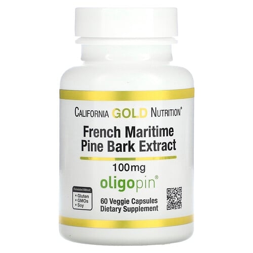 California Gold Nutrition French Maritime Pine Bark Extract Oligopin 100 Mg 60 Veggie Capsules product image