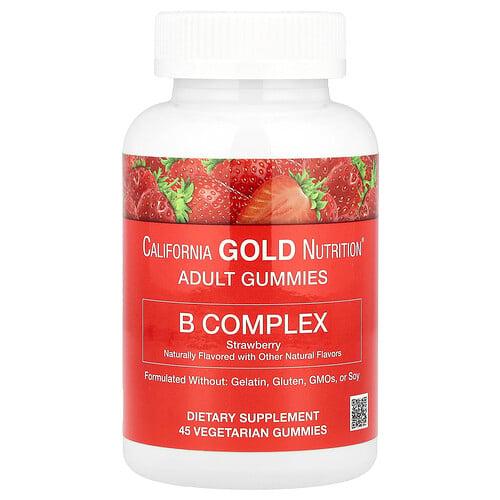 California Gold Nutrition B Complex Gummies With Vitamins B6 And B12 Folate And Biotin Strawberry 45 Vegetarian Gummies product image