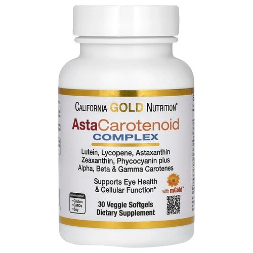California Gold Nutrition Astacarotenoid Complex With Lutein Lycopene Astaxanthin And Vitamin A 30 Veggie Softgels product image
