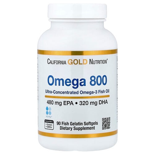 California Gold Nutrition Omega 800 Ultra Concentrated Omega 3 Fish Oil Kd Pur Triglyceride Form 90 Fish Gelatin Softgels 1 000 Mg Per Softgel product image