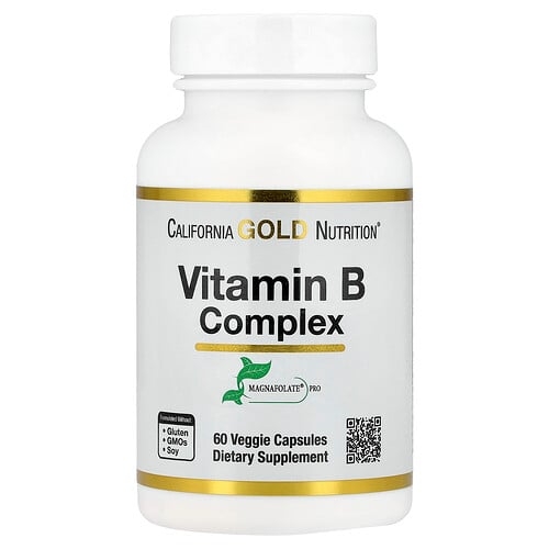 California Gold Nutrition Vitamin B Complex With Folate Biotin Pantothenic Acid And Vitamin B6 60 Veggie Capsules product image