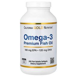 California Gold Nutrition Omega 3 Premium Fish Oil 240 Fish Gelatin Softgels