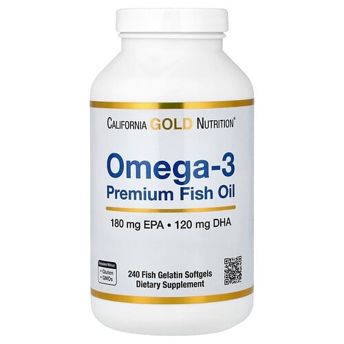 California Gold Nutrition Omega 3 Premium Fish Oil 240 Fish Gelatin Softgels product image