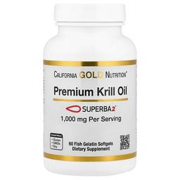 California Gold Nutrition Premium Krill Oil With Superba2 1 000 Mg 60 Softgels