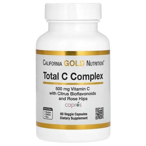 California Gold Nutrition Total C Complex With Ascorbic Acid Amla Extract Citrus Bioflavonoids Rose Hip Extract 500 Mg 60 Veggie Capsules product image