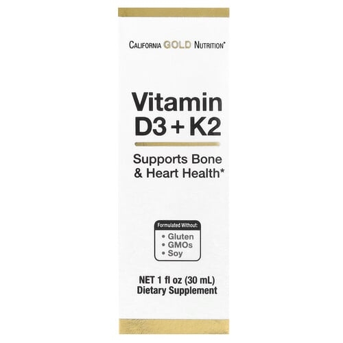 California Gold Nutrition Vitamin D3 K2 As Mk4 25 Mcg 1 000 Iu 1 Fl Oz 30 Ml product image