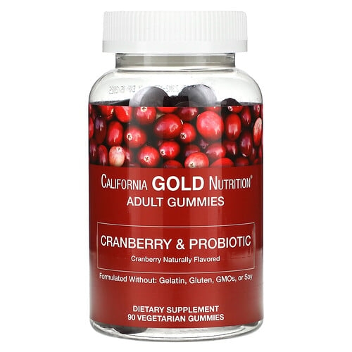 California Gold Nutrition Cranberry Probiotic Gummies With Cranberry Concentrate Fructooligosaccharides And Bacillus Coagulans Natural Cranberry 90 Vegetarian Gummies product image