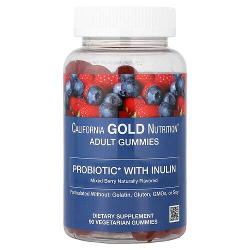 California Gold Nutrition Probiotic With Inulin Gummies With Vitamin C Folate Berry Extract Blend And Organic Inulin Natural Mixed Berry 90 Vegetarian Gummies product image