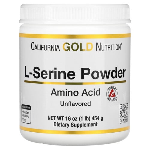 California Gold Nutrition L Serine Powder Ajipure Amino Acid Unflavored Powder 1 Lb 454 G product image