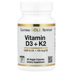 California Gold Nutrition Vitamin D3 K2 As Mk 7 60 Veggie Capsules