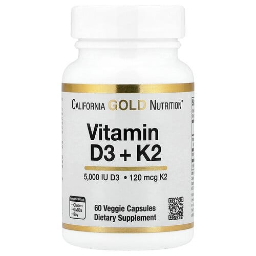 California Gold Nutrition Vitamin D3 K2 As Mk 7 60 Veggie Capsules product image