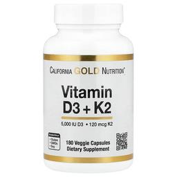 California Gold Nutrition Vitamin D3 K2 As Mk 7 180 Veggie Capsules