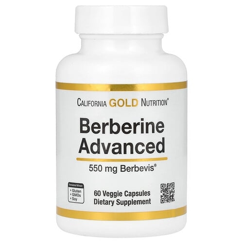 California Gold Nutrition Berberine Advanced Berbevis Phytosome With Berberine Phospholipid Complex With Sunflower Lecithin 550 Mg 60 Veggie Capsules product image