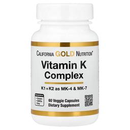 California Gold Nutrition Vitamin K Complex 60 Veggie Capsules