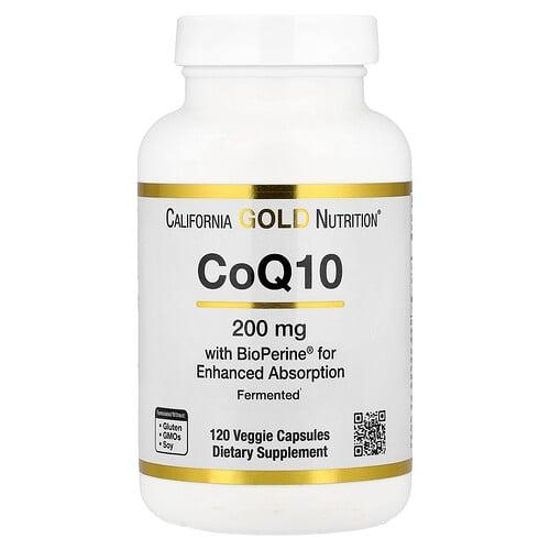 California Gold Nutrition Coq10 With Bioperine And Black Pepper Extract Enhanced Biovailability 200 Mg 120 Veggie Capsules product image