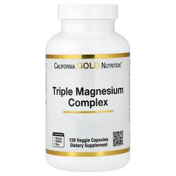 California Gold Nutrition Triple Magnesium Complex Malate Citrate Bisglycinate Chelate 120 Veggie Capsules 105 Mg Per Capsule
