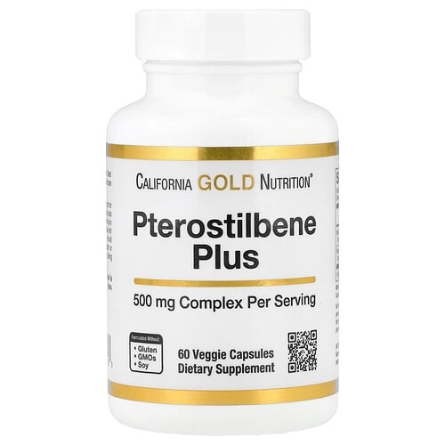California Gold Nutrition Pterostilbene Plus With Wild Blueberry Powder 60 Veggie Capsules product image
