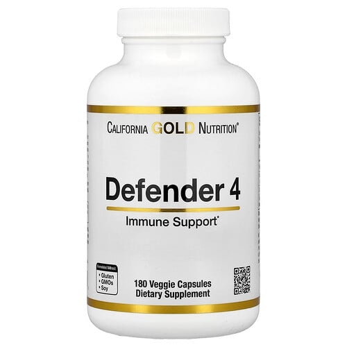 California Gold Nutrition Defender 4 With Vitamin C Vitamin D Zinc Selenium 180 Veggie Capsules product image